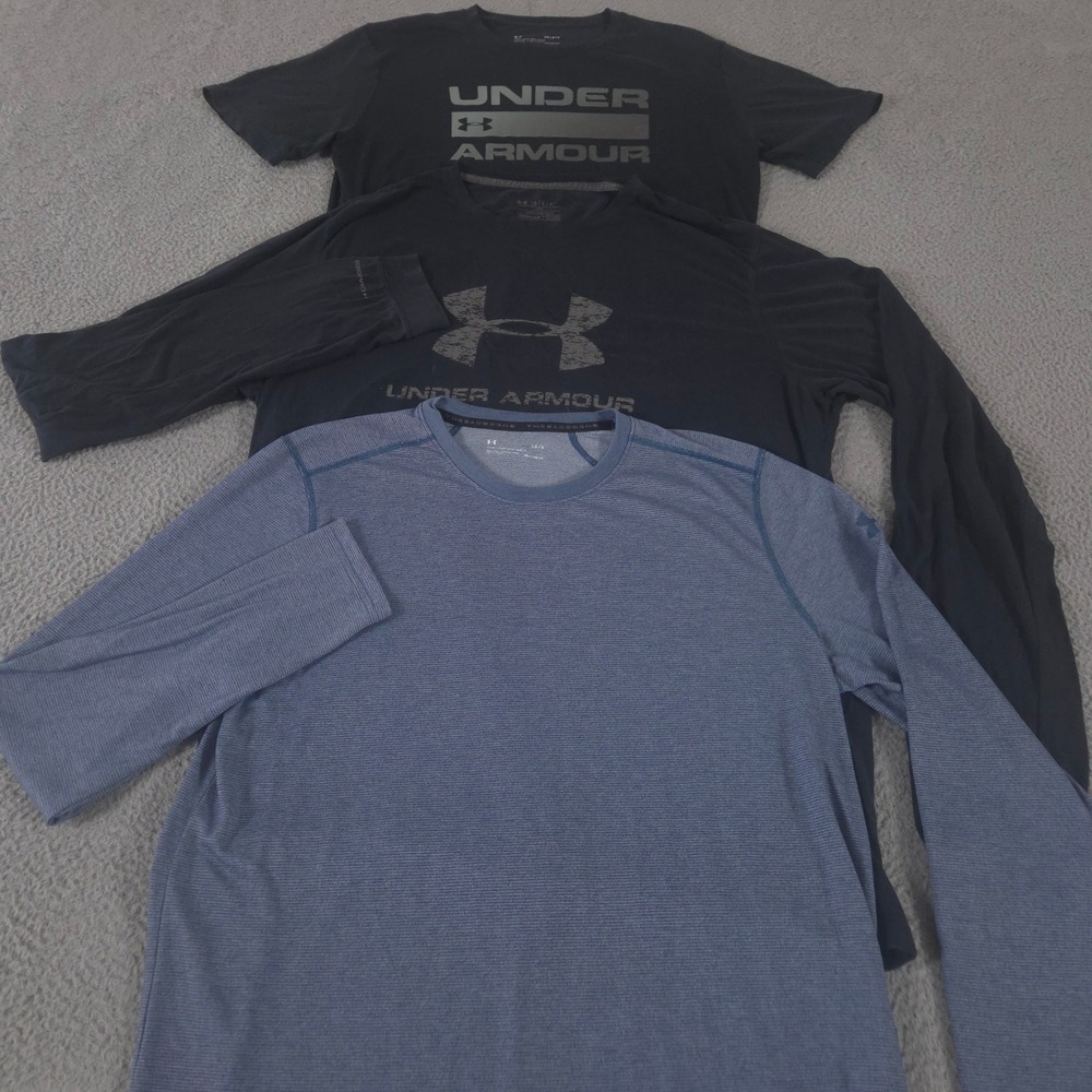 LOT OF 3 Under Armour Shirt Mens L Multi Team Issue Threadborne Logo Tee T-Shirt